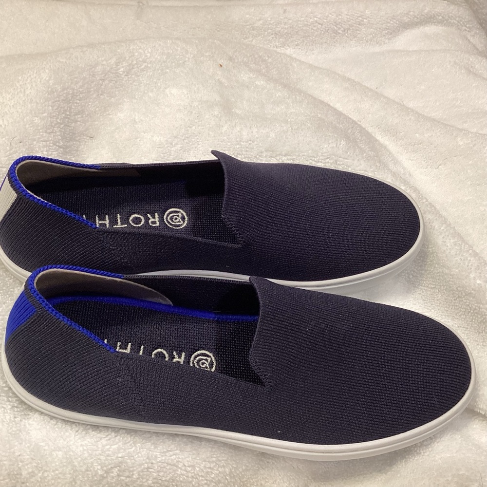 Rothy's The Original Slip On Sneaker Navy Solid Textile Shoe Woman’s US 8.5 - Picture 3 of 11